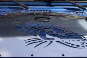 Jeep Wrangler Rubicon Hood Louver - Fishbone Offroad - Raw Aluminum - Raw Unfinished - `07-`18